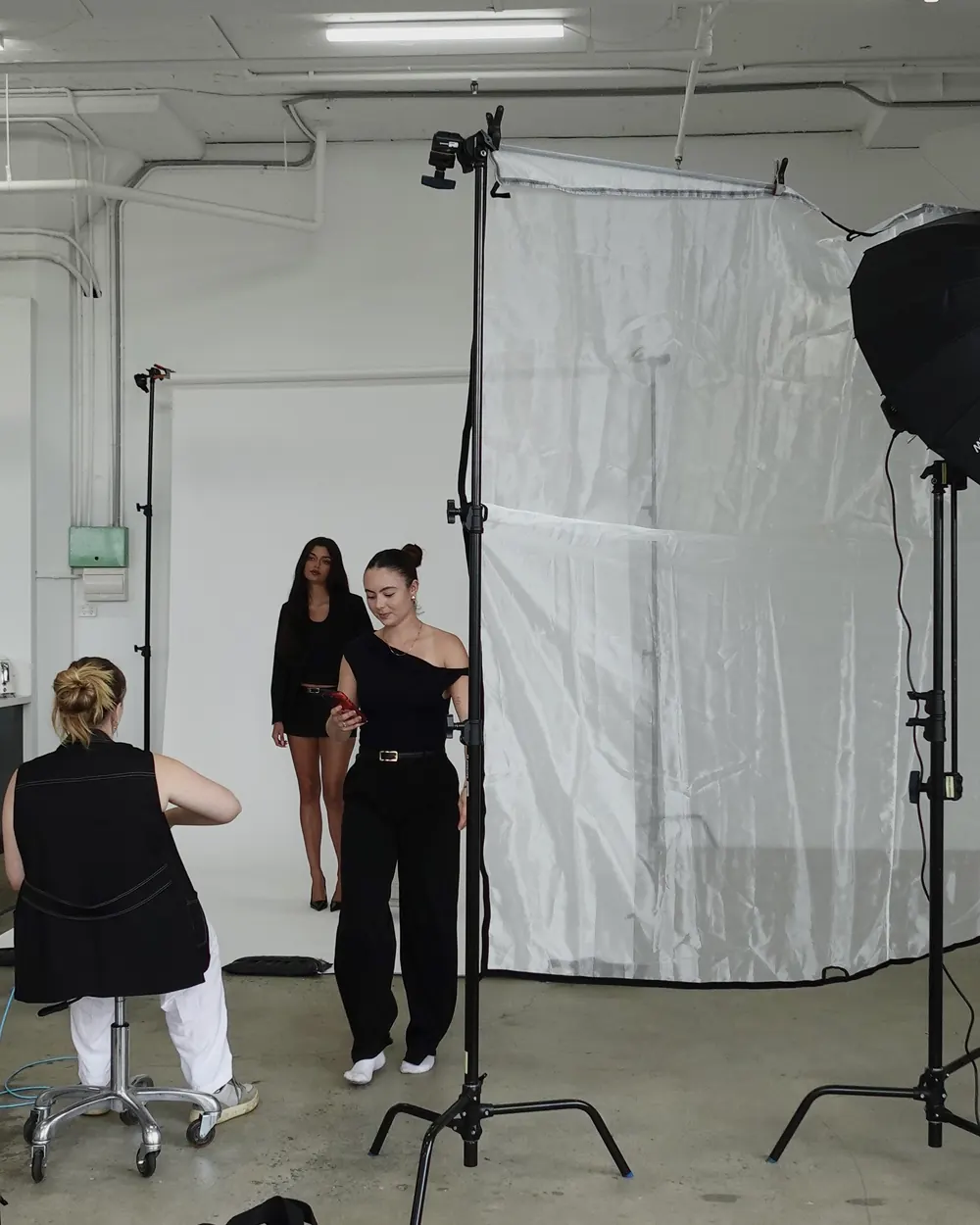 On set during a content shoot